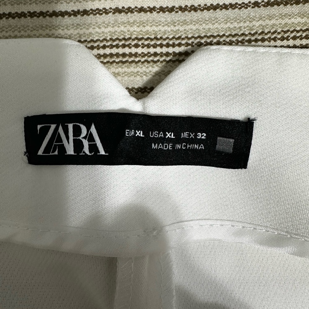 Zara high waist tuxedo trouser pant in Ecru/Ivory cropped straight leg - Picture 5 of 6